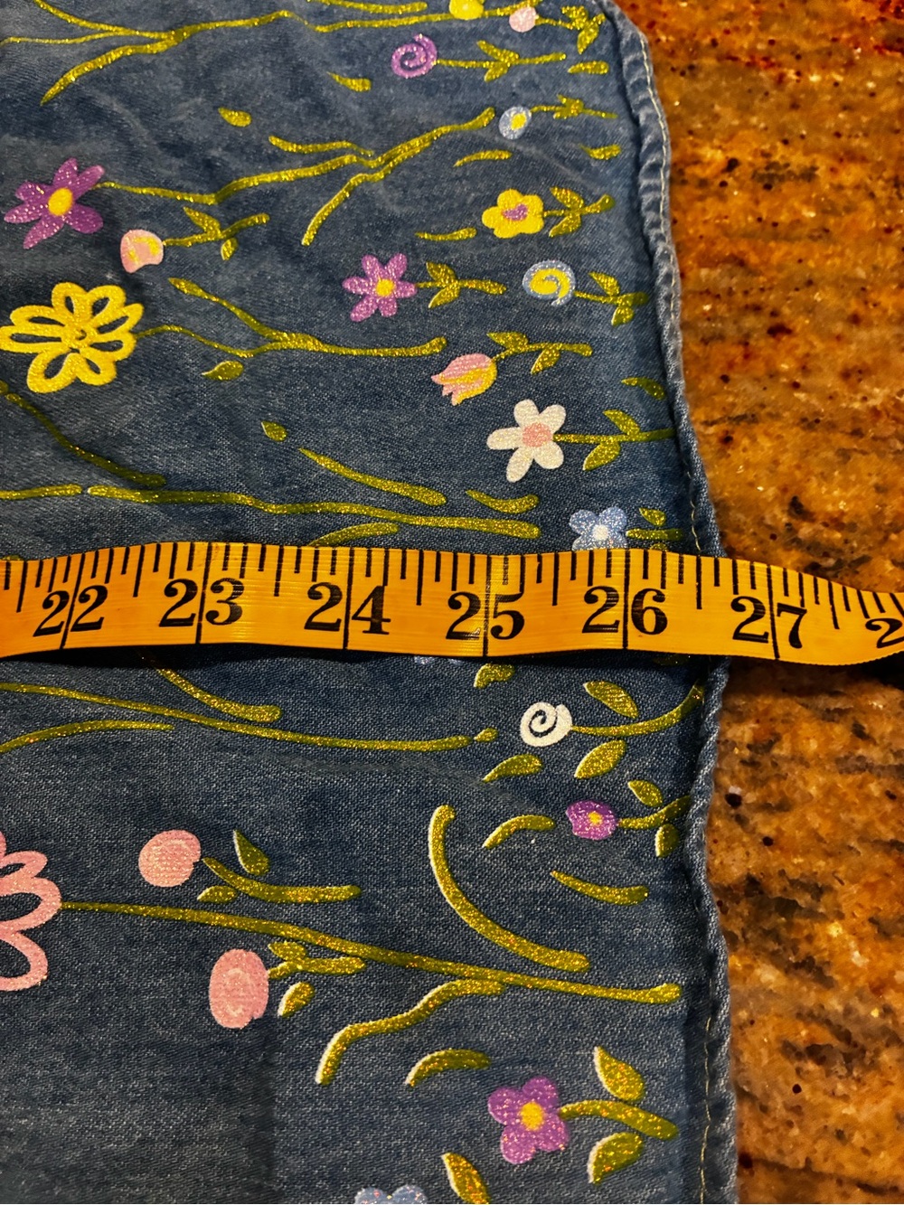 ZOEY Denim Floral Embroidered Girls' Sundress - Blue with Yellow Trim, Size: 7 - Picture 11 of 11